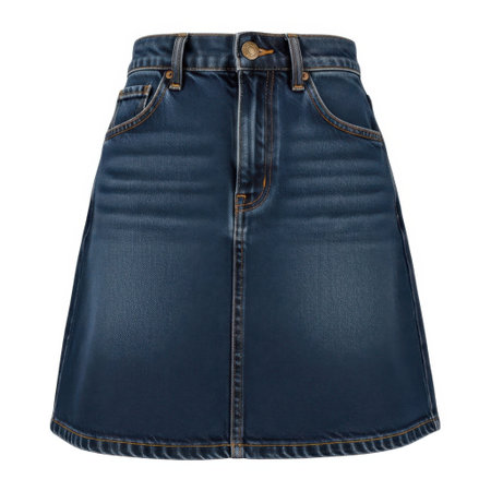 A classic blue denim A-line skirt designed for comfort and style. Perfect for everyday wear, this durable kids fashion apparel offers a timeless look for any young wardrobe.の素材
