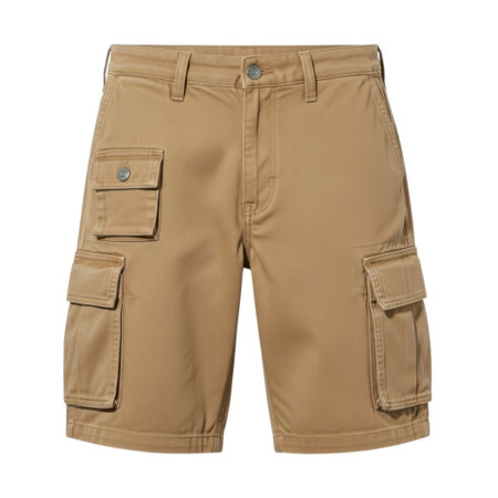 These tan cargo shorts offer a blend of style and functionality. Featuring multiple pockets for convenience and made from durable fabric, they are perfect for any outdoor adventure or casual outing.の素材