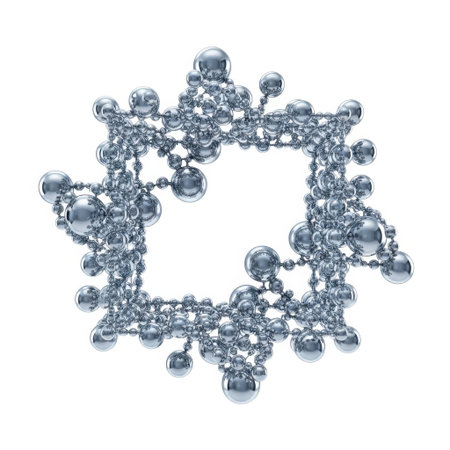 A delicate and detailed snowflake ornament crafted from sparkling blue and purple gemstones, forming a unique geometric shape with suspended dangling elements.の素材