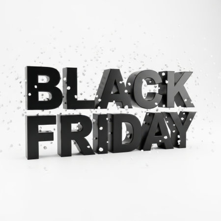 Bold, illuminated marquee letters spell out "BLACK FRIDAY" with a vintage marquee style, perfect for announcing major sales events and encouraging customer participation in holiday shopping.の素材