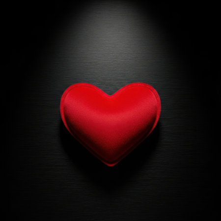 A striking 3D rendered red heart object bathed in dramatic light. This symbolic representation of love and romance is perfect for Valentine's Day or any theme celebrating affection.の素材