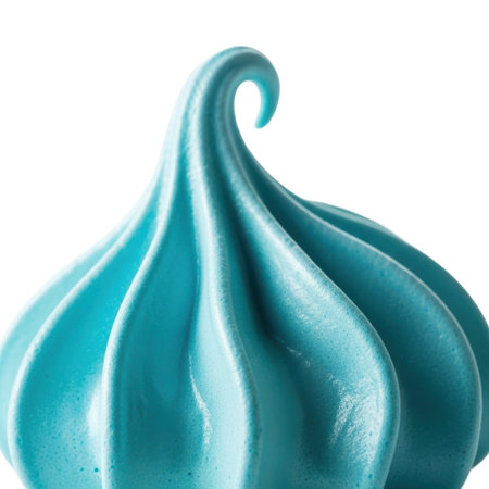 A close-up shot of a vibrant teal blue soft serve ice cream swirl. Its smooth, creamy texture and elegant shape make it a perfect visual for dessert promotions.の素材