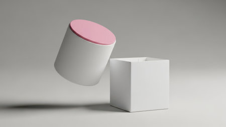 3d render of a white box with a pink lid and a pink lidの素材