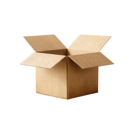 Open cardboard box isolated on white background. Clipping path included.
