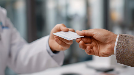 Handing over a business card for networking and exchange