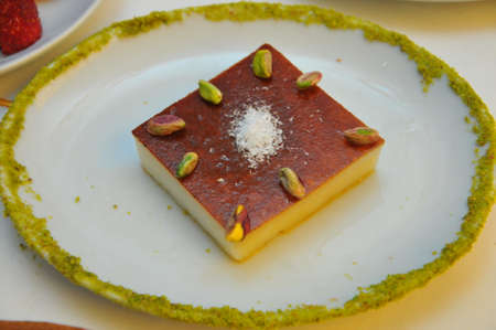 Winning dish, dessert plate, restaurant presentation, turkish dessert, turkish food, dessert, kazandibiの写真素材