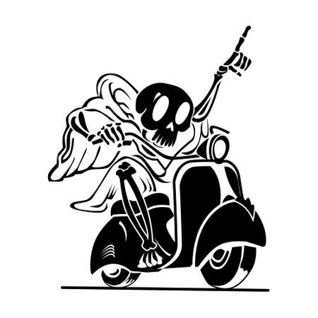 skull on motorbike vectorのイラスト素材
