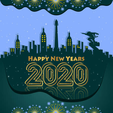 Happy new year 2020 green gradation background