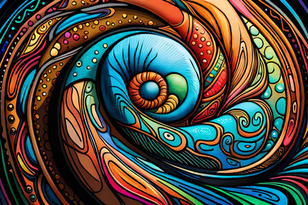 Abstract colorful spiral background. Psychedelic psychedelic design. Vector illustration. generative Ai art illustrationの素材