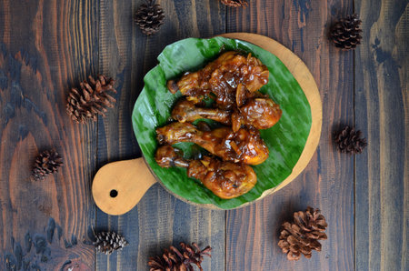 Delicious chicken soy sauce. Malaysian people called Ayam Masak Kicap, indonesian people called ayam kecap. selective focusの写真素材