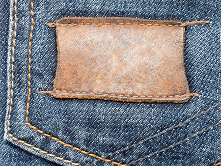 close up of jeans label with copy spaceの写真素材