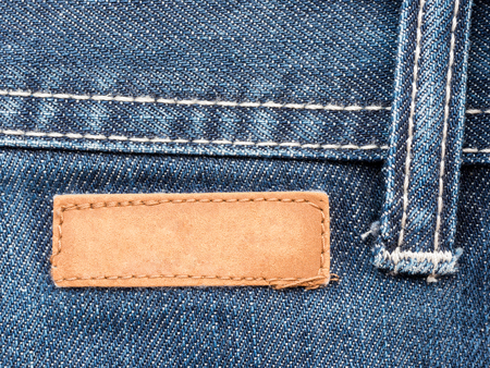 close up of jeans label with copy space