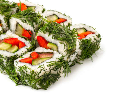 close up view of vegetable rollの写真素材