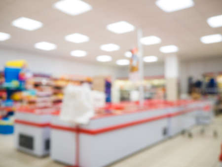 blurred supermarket aisleの写真素材