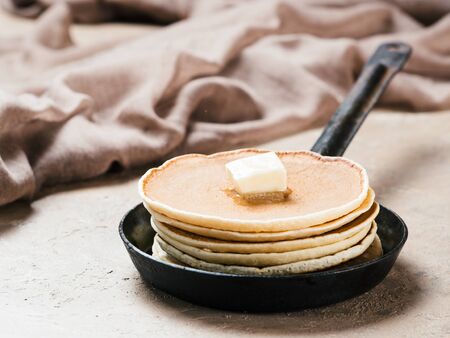 homemade pancakes in iron cast