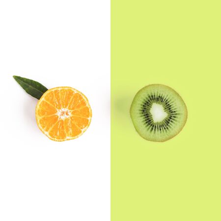 Food and fruit concept with kiwi and mandarinの写真素材