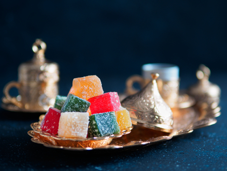 Turkish delight and turkish coffeeの写真素材