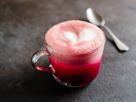 Pink beetroot latte or red velvet latte