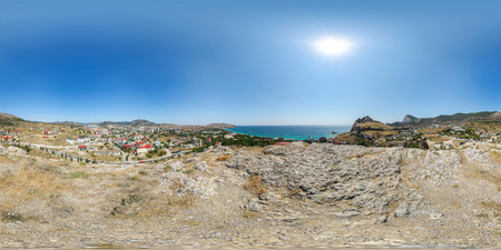 Panoramic landscape view from the mountain Sugarhead in Sudak city