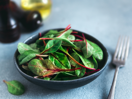 Fresh salad of green chard leaves or mangold