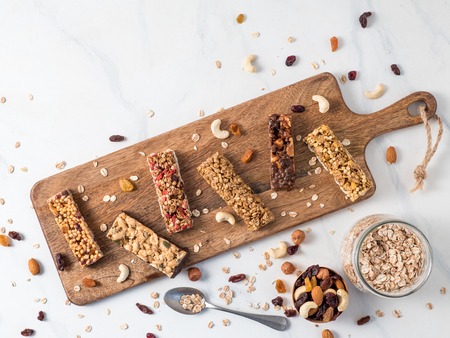 Set of different granola barsの写真素材