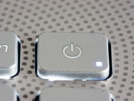 Silver power button close-upの写真素材