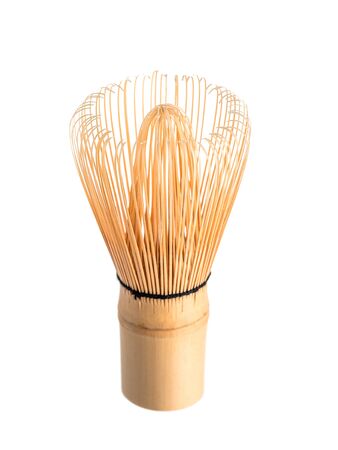 Bamboo Matcha Tea Whisk or chasen isolated whiteの写真素材
