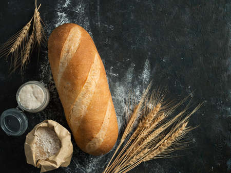 Sourdough Bloomer or Baton loaf breadの写真素材