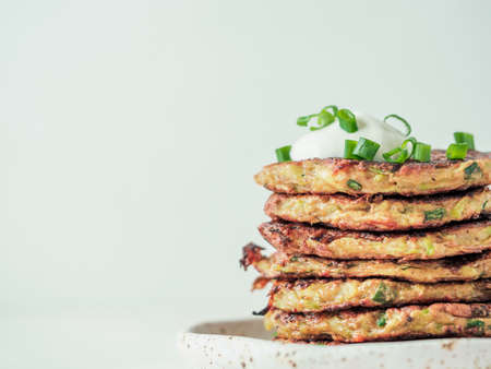 Gluten free zucchini fritters, copy spaceの写真素材