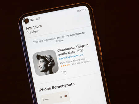 Clubhouse app on android smartphone screen
