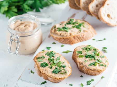 homemade turkey pate on breadの写真素材