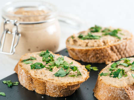 homemade turkey pate on breadの写真素材