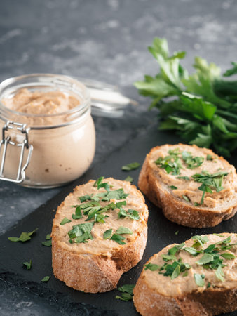 homemade turkey pate on breadの写真素材