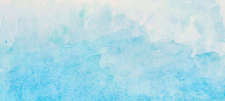 Pastel blue watercolor background. Abstract watercolor blue and turquoise gradient background with copy space for designの写真素材
