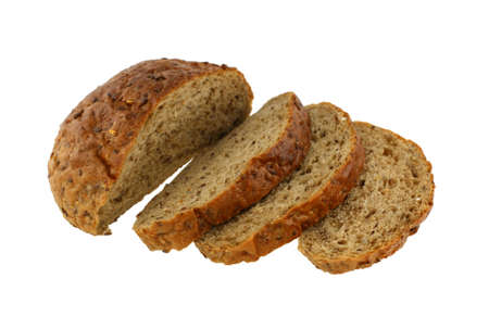 Dietary bread with cereals on a white background