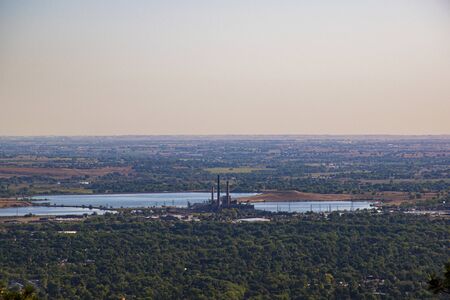 industry near the lake photographed from the top of the mountains in Chautauqua Park in Boulder...