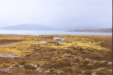 Scottish hills with meadows and clouds and
