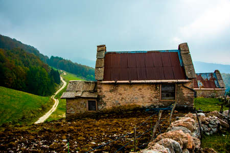 typical rural building in autumn in the Regional park of the Lessini Mountains near Campofontana,...