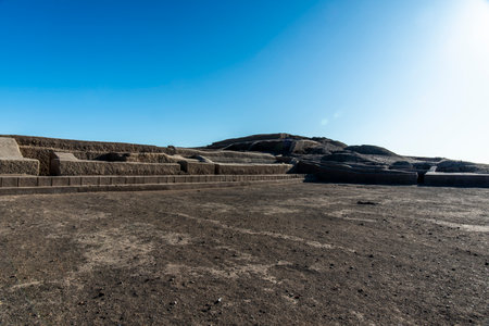 walls of old Inca temples ancient findings Peruvian populations city ruins ruins in the deserts near Nazca Peruの写真素材