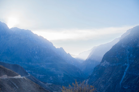mountain landscape of the Andes and highlands of Peru in the province of Arequipa near the Colca...