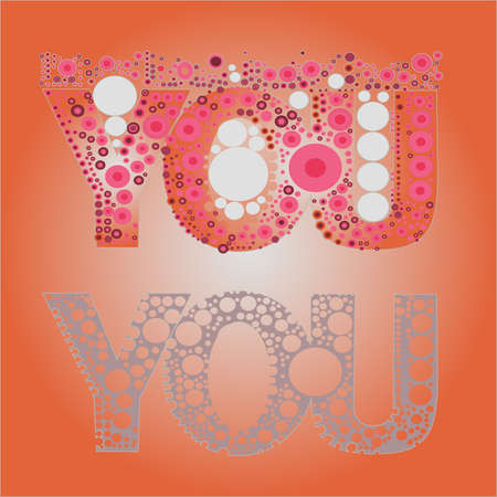 the word you see different stylized design  transition from warm tones of red color text design embedded into the ground and decorated with polka dots in different colors and sizes のイラスト素材