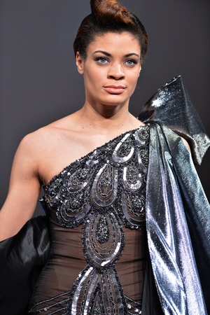 NEW YORK - FEBRUARY 16:  A Model walks on the Amal Sarieddine fashion runway at The New Yorker Hotel during Couture Fashion Week on February 16, 2013 in New York City 
のeditorial素材