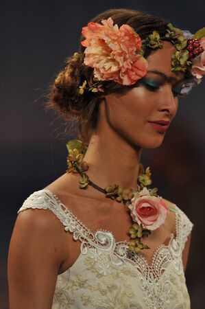 NEW YORK- OCTOBER 14: Models walks runway for Claire Pettibone bridal show for Fall 2013 during NY Bridal Fashion Week on October 14, 2012 in New York City, NYのeditorial素材