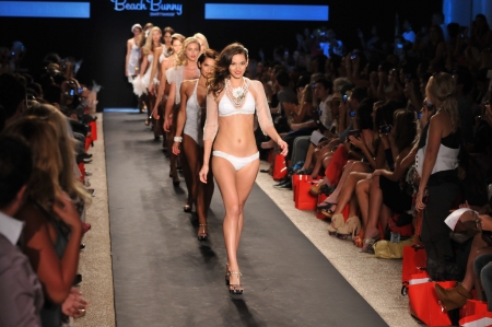 MIAMI - July 14: Model walks runway at the Beach Bunny Swimsuit Collection for Spring/ Summer 2012 during Mercedes-Benz Swim Fashion Week on July 14, 2011 in Miami, FLのeditorial素材