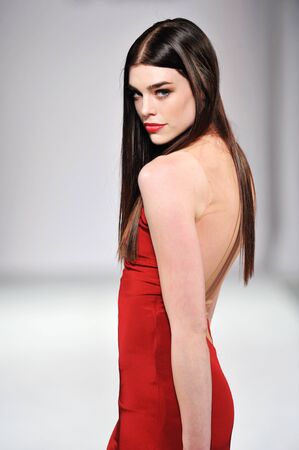 Los Angeles - March 14: Celebrities walk the runway at GO RED in support of American Hart association during STYLE Fashion Week at Vibiana Cathedral on March 14, 2013 in Los Angeles, CA.のeditorial素材