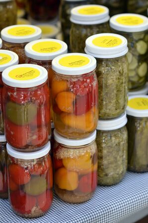 Stuffed peppers and cucumbers from Amish farm at the marketの写真素材