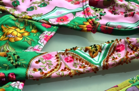 Closeup shot of fashion clothes with swarowski crystals