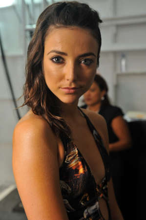 MIAMI - JULY 19: Model gets ready backstage at the Agua Bendita Collection for Spring/ Summer 2014 during Mercedes-Benz Swim Fashion Week on July 19, 2013 in Miami, FL のeditorial素材