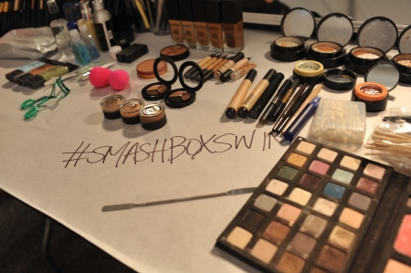 MIAMI - JULY 20: Smashbox cosmetics products for the show at the Agua Di Lara 2014 Collection backstage during Mercedes-Benz Swim Fashion Week on July 20, 2013 in Miami South Beach, FL のeditorial素材