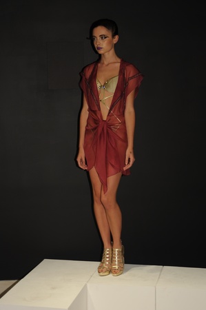 NEW YORK, NY - SEPTEMBER 04: A Model attends the Pamela Gonzales presentation during Mercedes-Benz Fashion Week Spring 2014 on September 4, 2013 in New York City.のeditorial素材